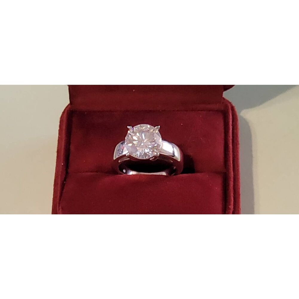CERTIFIED 5Ct Brilliant Round Cut Solitaire Genuine Moissanite Engagement Ring S